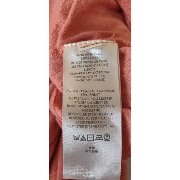 We The Free People Top Womens S Coral Lagenlook Linen Blend Oversized Tshirt - Picture 8 of 16